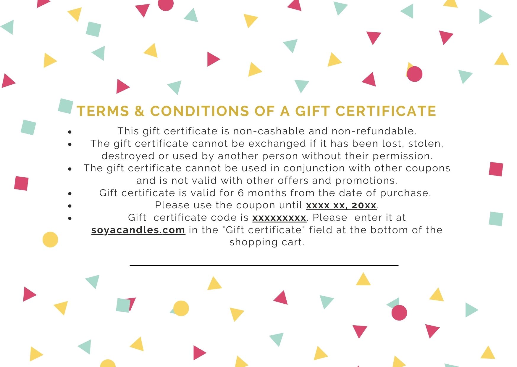 Gift sertificate from soyacandles.com